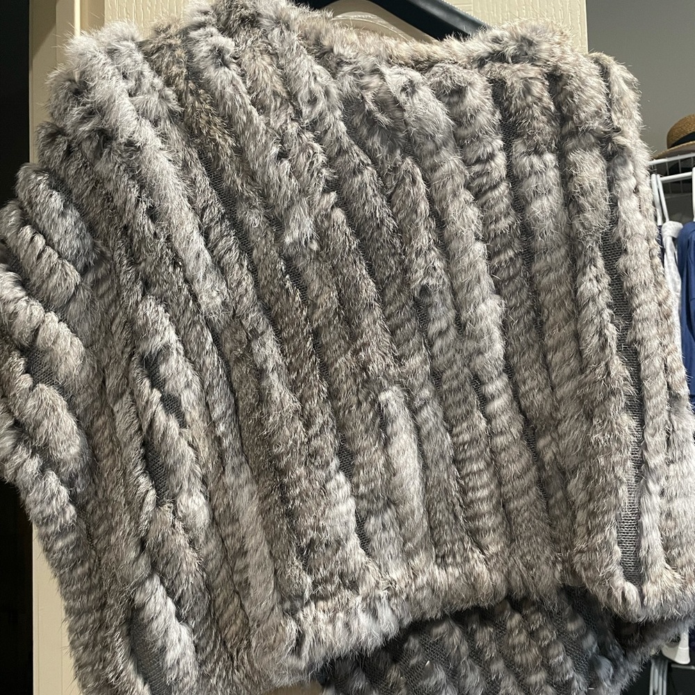 Grey rabbit fur cape
